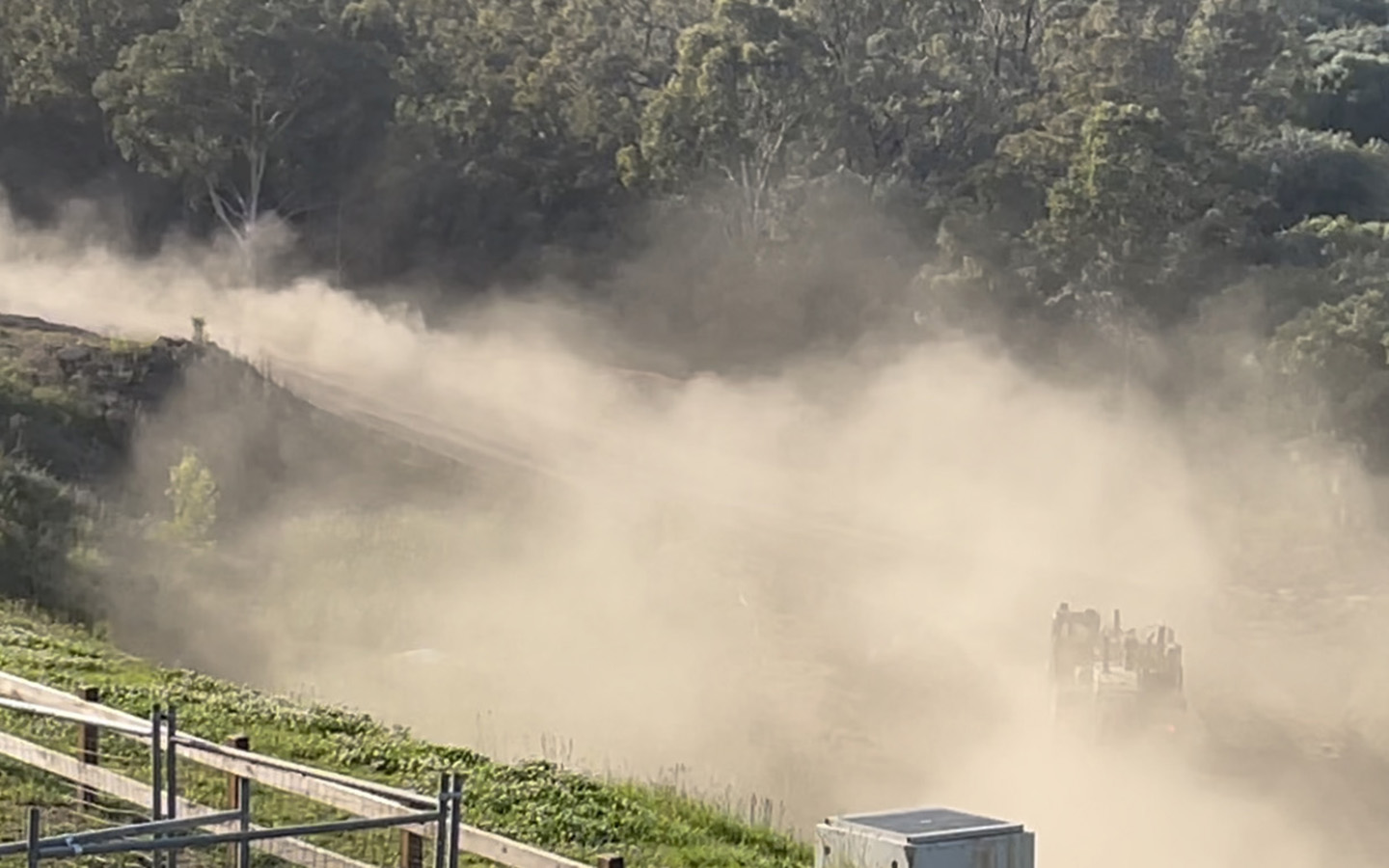 There was no relief from dust caused by the heavy machinery, until the workmen left for the day